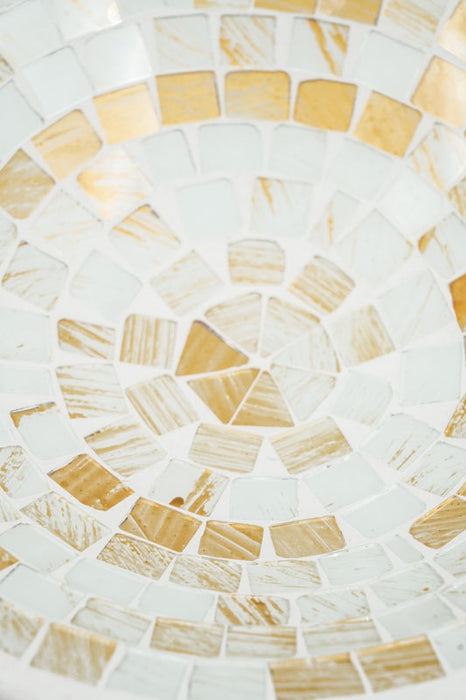 Round mosaic bowl, white/beige/multicolor, 30 cm