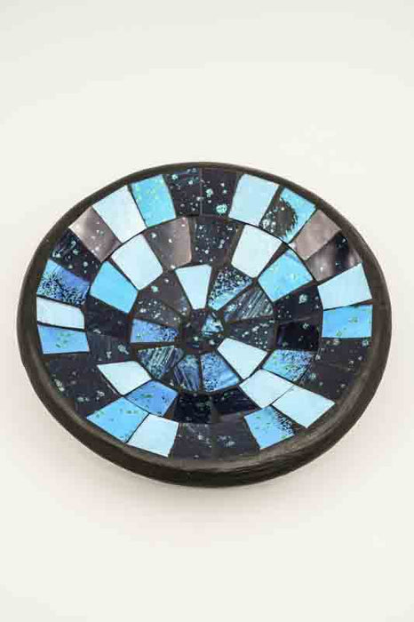 Bol rond en mosaïque, bleu/noir/multicolore, 20 cm