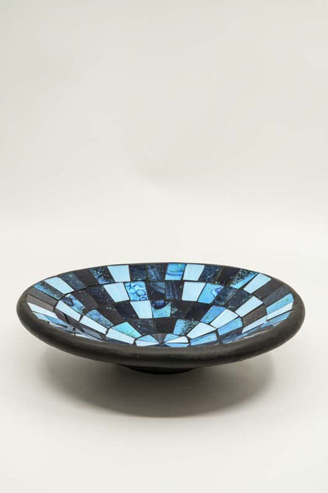 Round mosaic bowl, blue/black/multicolor, 30 cm