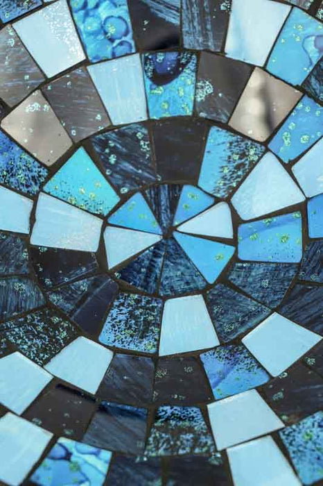 Round mosaic bowl, blue/black/multicolor, 30 cm