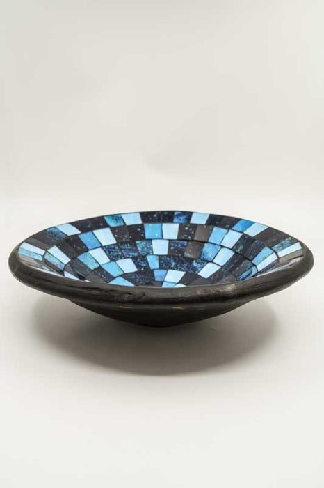 Round mosaic bowl, blue/black/multicolor, 40 cm