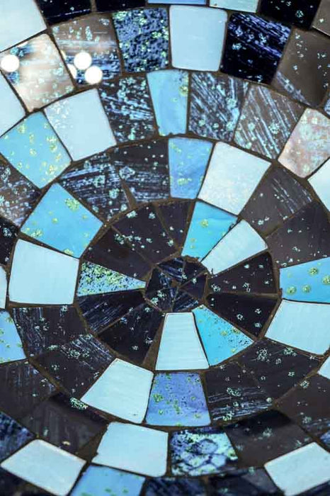 Round mosaic bowl, blue/black/multicolor, 40 cm