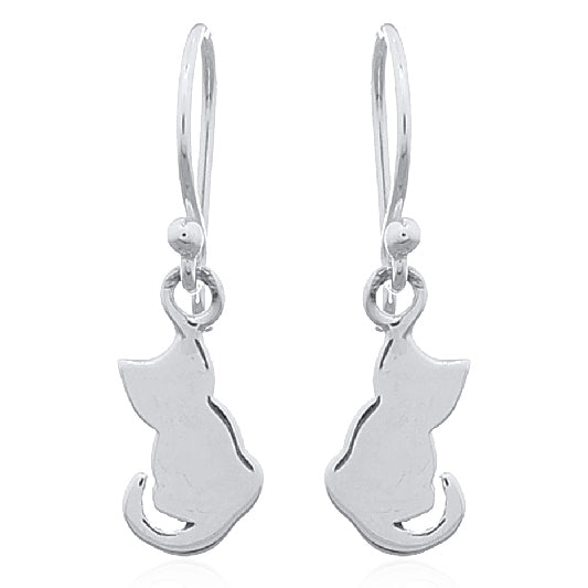 Silver earring cat pendant