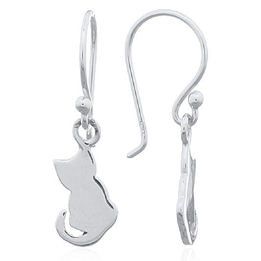 Silver earring cat pendant