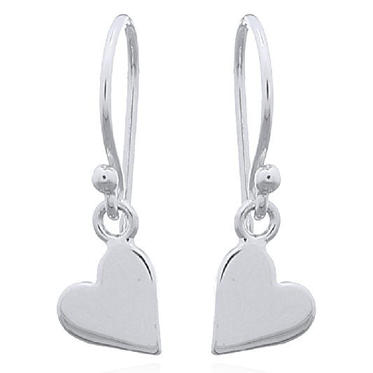 Silver heart-shaped pendant earring