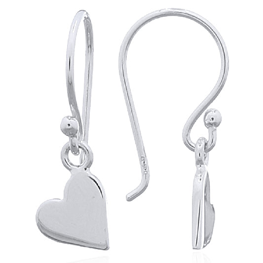 Silver heart-shaped pendant earring