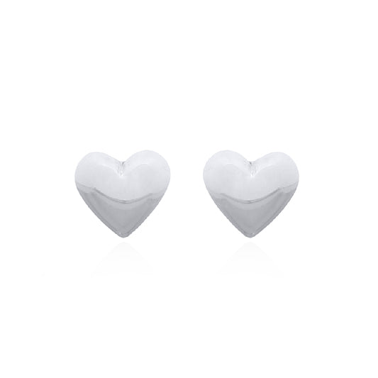Silver heart-shaped stud earrings