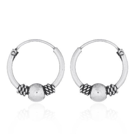 Silver earring vintage Bali Creole 12mm