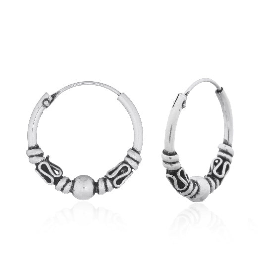 Silver earring Ethnic Bali Creole 18mm