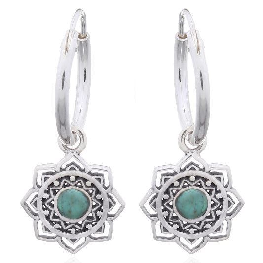 Silver Earring Mandala Turquoise