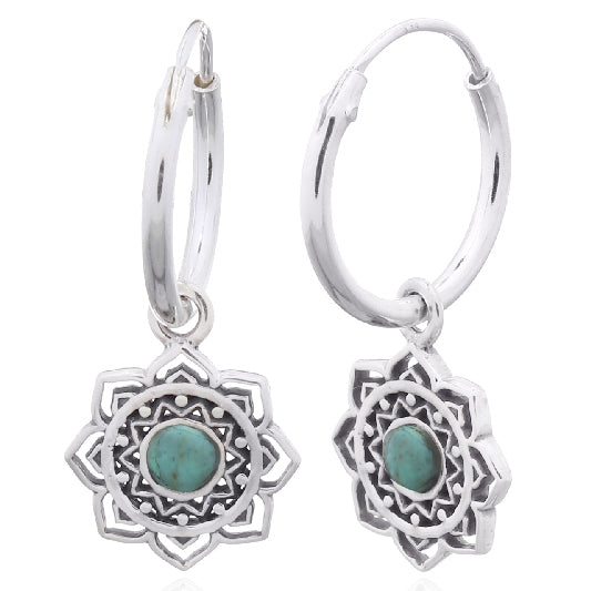 Silver Earring Mandala Turquoise