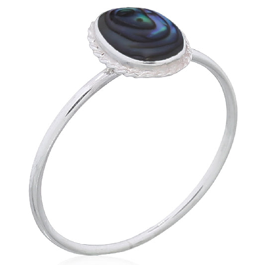 silver ring small abalone shell