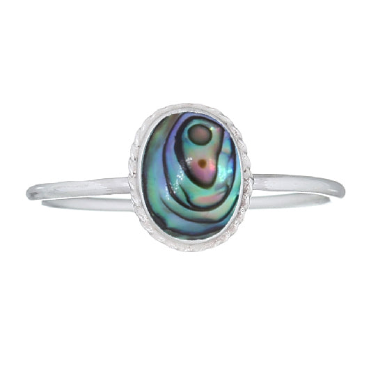 silver ring small abalone shell