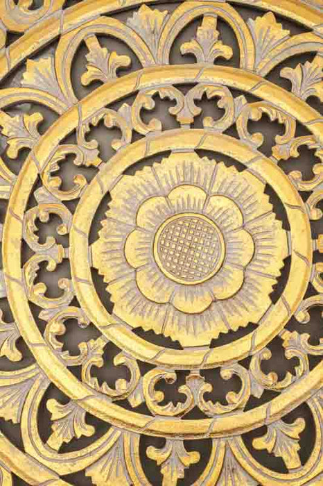 Round gold-colored wall decoration, 60 cm