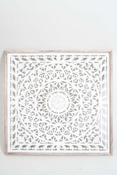 Square wall decoration Lotus white wash 80x80 cm
