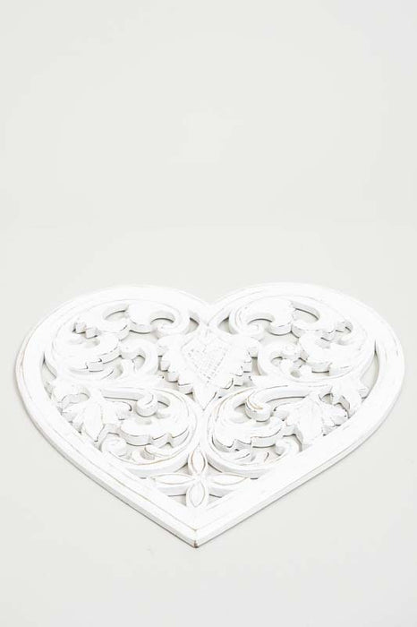 Wall decoration heart tendrils white wash 30 cm