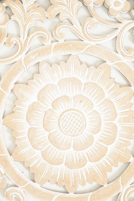 Wall decoration Lotus Mandala MDF round natural wash 80 cm