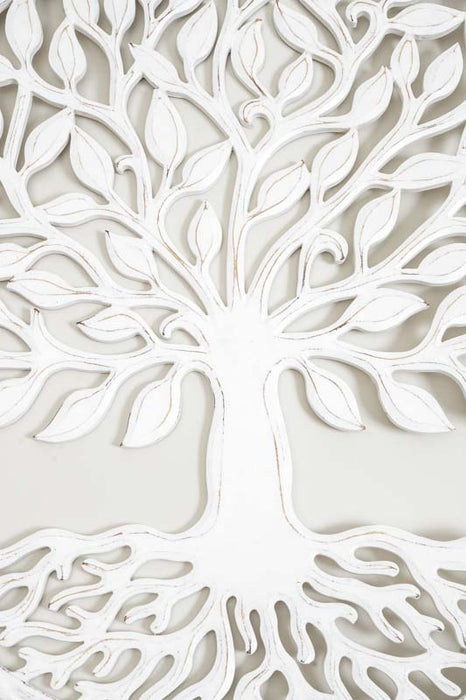 Round wall decoration, Tree of Life, white wash, 60 cm