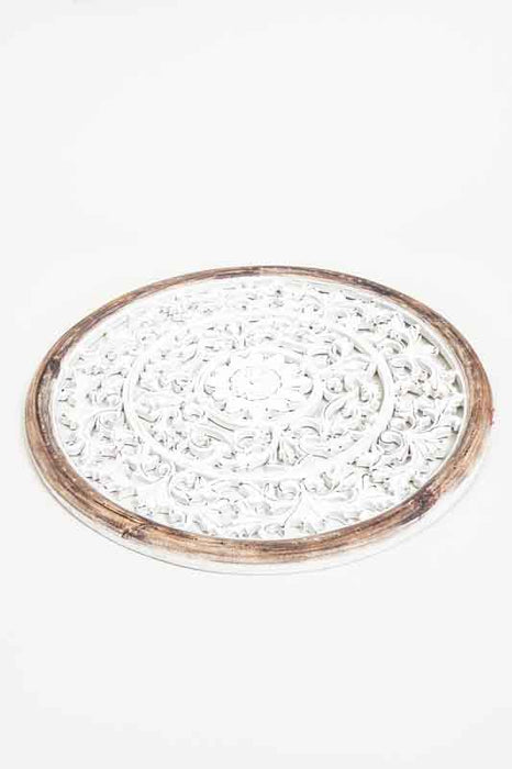 Round wall decoration mandala, white wash, 40 cm