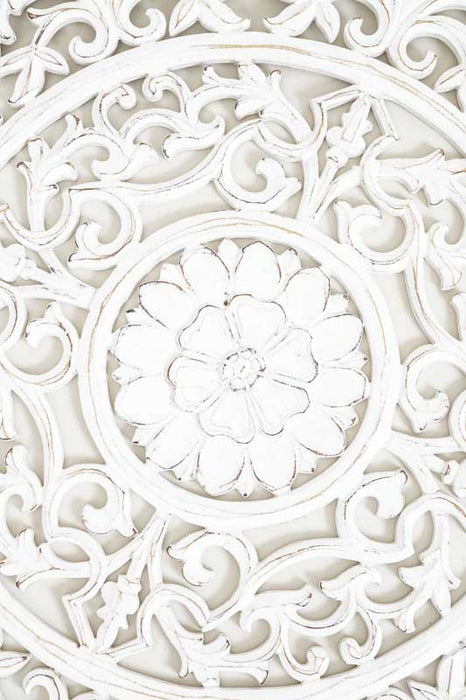 Round wall decoration mandala, white wash, 60 cm