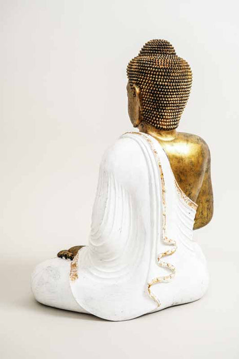Siège de lotus Bouddha blanc/doré 60 cm