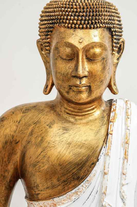 Siège de lotus Bouddha blanc/doré 60 cm