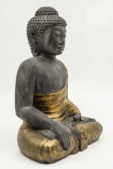 Buddha Lotussitz schwarz/goldfarben 30cm
