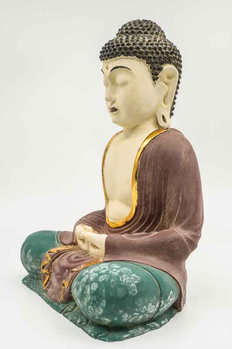 Buddha Lotussitz crème/orange/grün 30cm