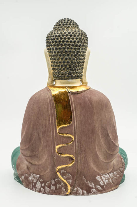 Buddha Lotussitz crème/orange/grün 30cm