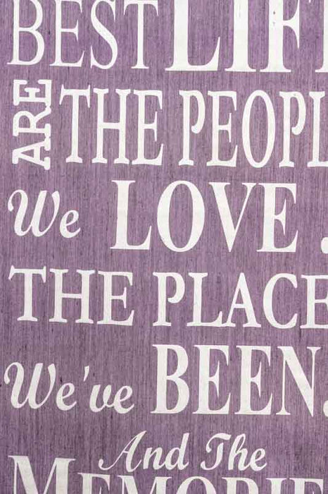 Banner purple "The best thing in life are the people we LOVE..." 35x85cm