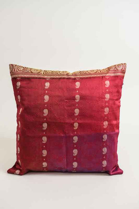Housse de coussin Sari, rouge bordeaux/or, 40x40cm