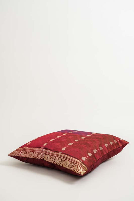 Housse de coussin Sari, rouge bordeaux/or, 40x40cm