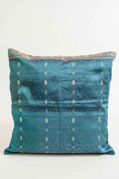 Housse de coussin Sari, pétrole/or, 40x40cm