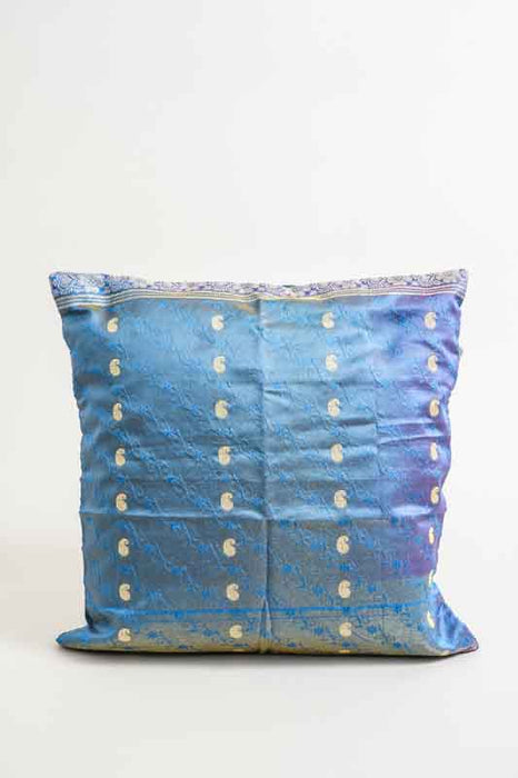 Housse de coussin Sari, bleu clair/violet/or, 40x40cm