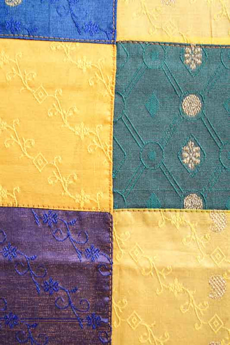 Housse de coussin patchwork sari, multicolore/dorée, 40x40cm