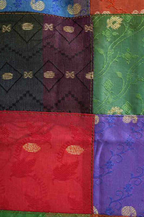 Housse de coussin patchwork sari, multicolore/dorée, 40x40cm