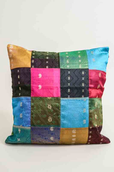 Kissenhülle Sari Patchwork multicolor/goldfarben 40x40cm