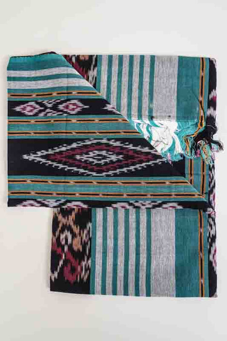 Decke Sumba petrol/grau/schwarz/rot/multicolor 120x240cm