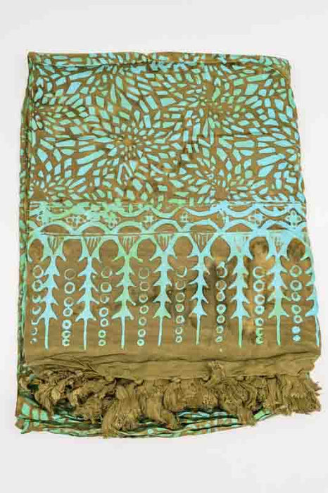 Sarong batik olive/vert clair/multicolore 110x160cm