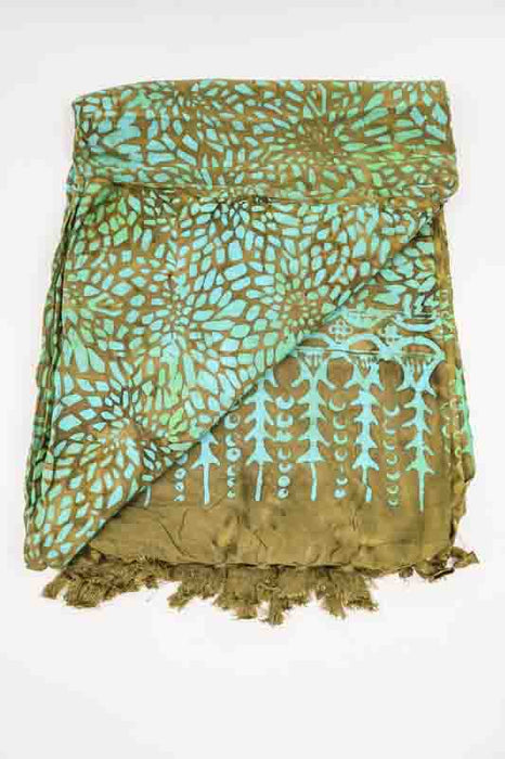 Sarong batik olive/vert clair/multicolore 110x160cm