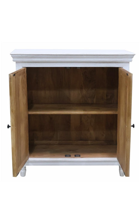 Sideboard Mangoholz mit 2 Türen weiss Mandala 100x40x90cm