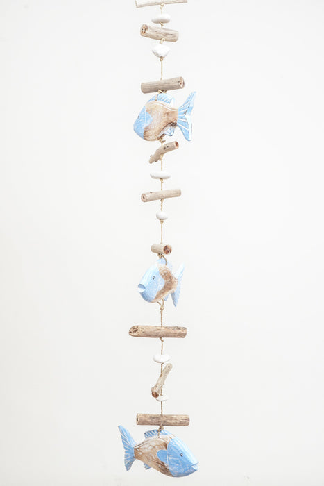 Hanging decoration with fish, blue, 100cm