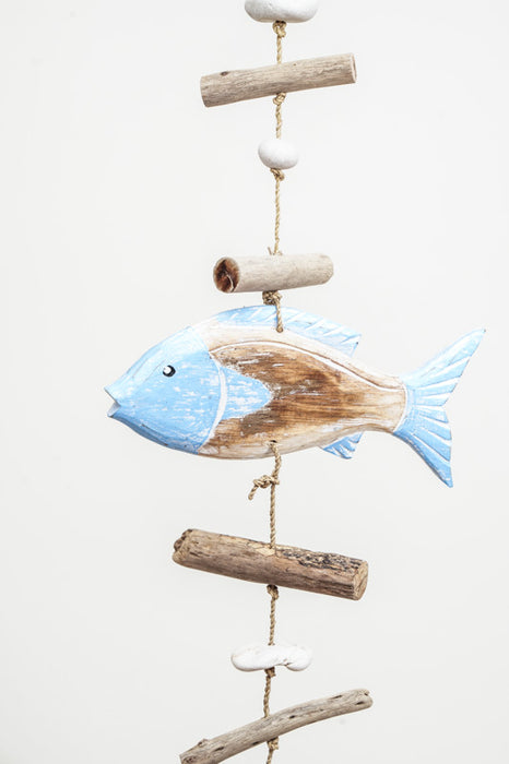 Hanging decoration with fish, blue, 100cm