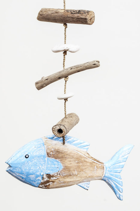 Hanging decoration with fish, blue, 100cm