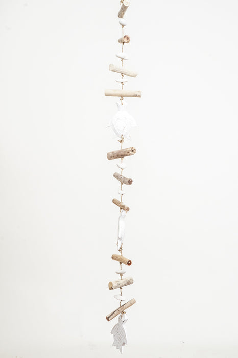Hanging decoration with turtles, white wash, 100cm