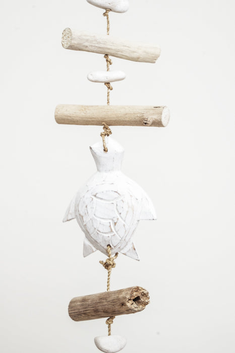 Hanging decoration with turtles, white wash, 100cm
