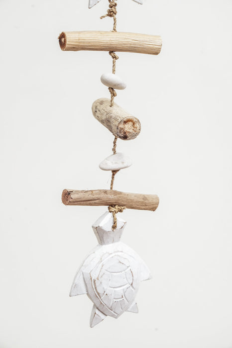 Hanging decoration with turtles, white wash, 100cm