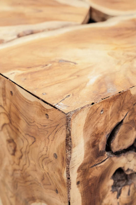 Decorative teak wood cube, small, 38x38 cm