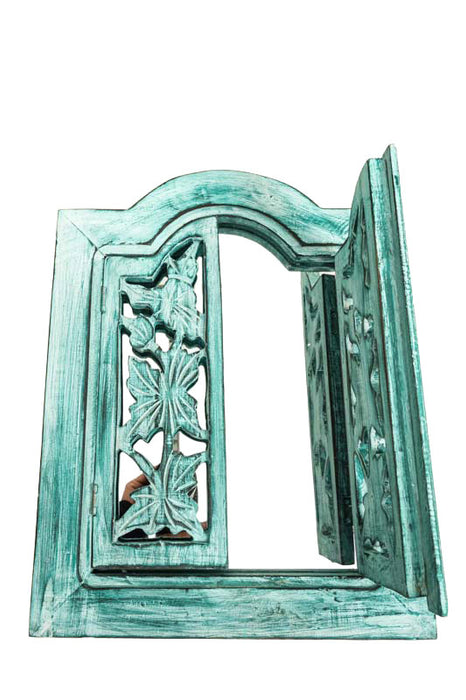 Mirror as window frame, green wash, 45x35cm
