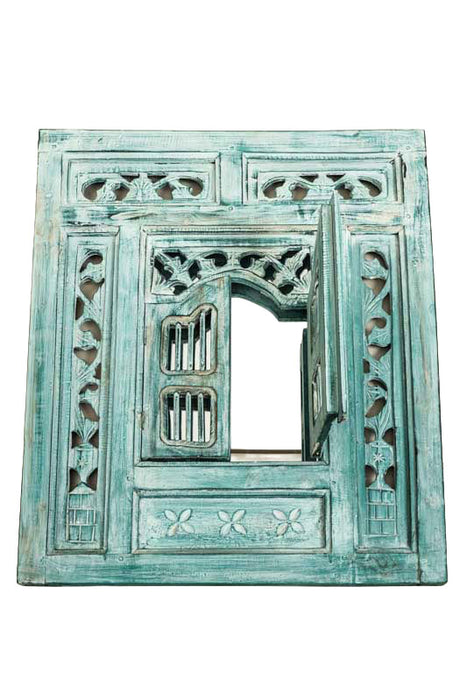 Mirror as window frame, green wash, 70x60cm